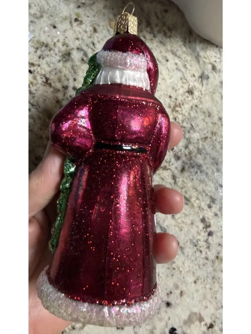 HandPainted Old World Christmas SANTA German Mercury Glass Glittering Tree Decor